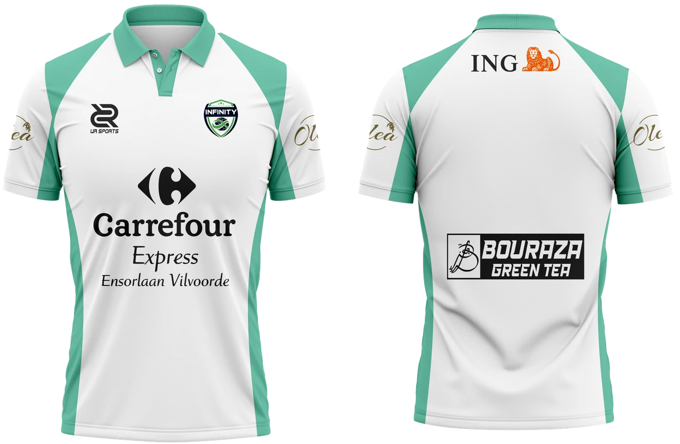 Le nouveau maillot IFCV, face et dos, en blanc et vert menthe